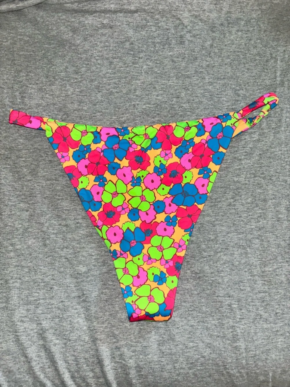 Frankie's Bikinis Neon Floral Orange-Blue-Pink Bikini Bottom